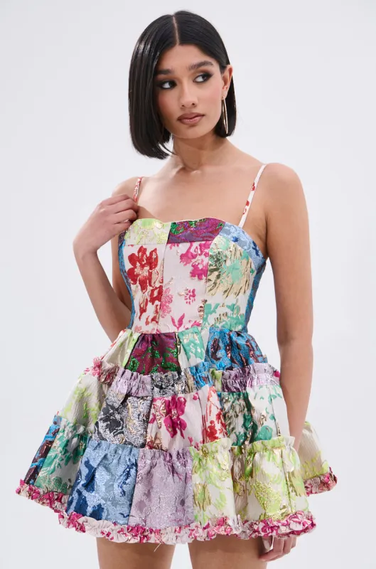 STAND OUT BROCADE MINI DRESS sold by AKIRA