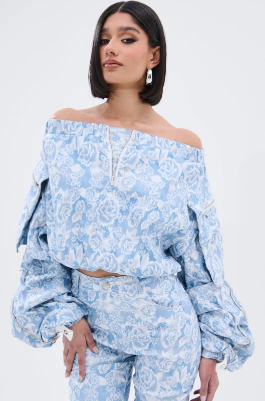 FLORAL LIFE OFF THE SHOULDER BLOUSE sold by AKIRA