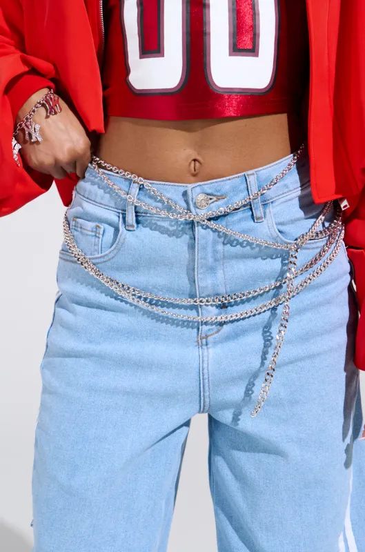 CHAINED TO THE RHYTHM BELT IN SILVER sold by AKIRA