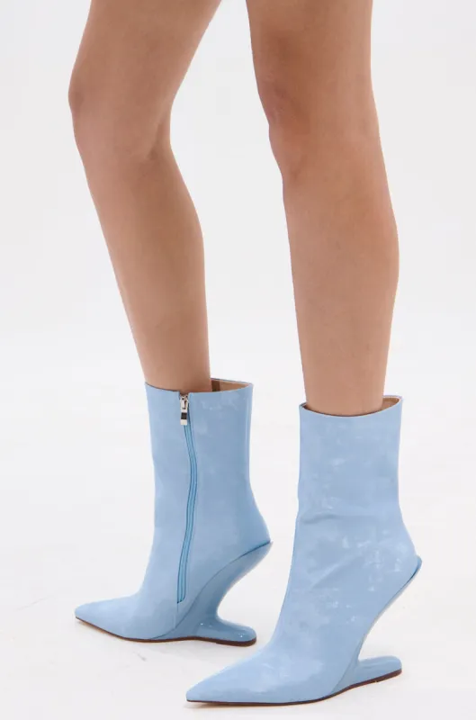 AZALEA WANG GLACIELLE BLUE WEDGE BOOTIE sold by AKIRA