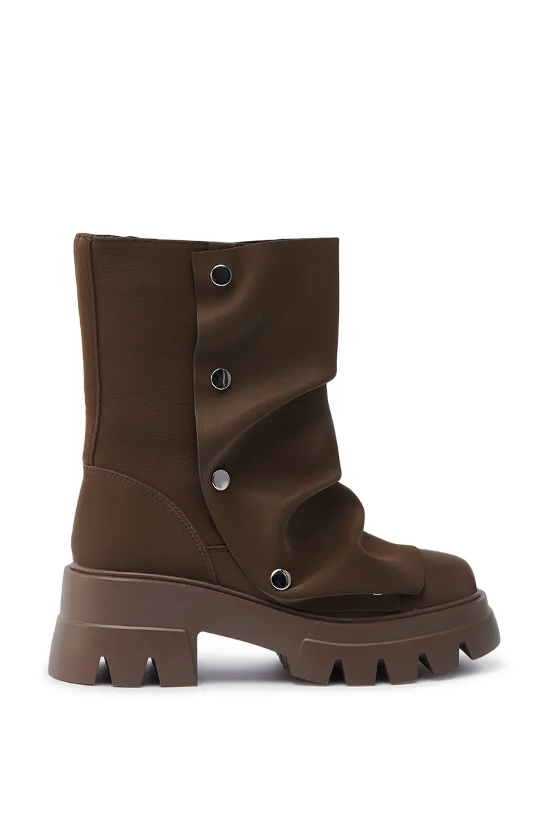 AZALEA WANG BHARTI BROWN FLAT BOOTIE sold by AKIRA product image thumbnail 5