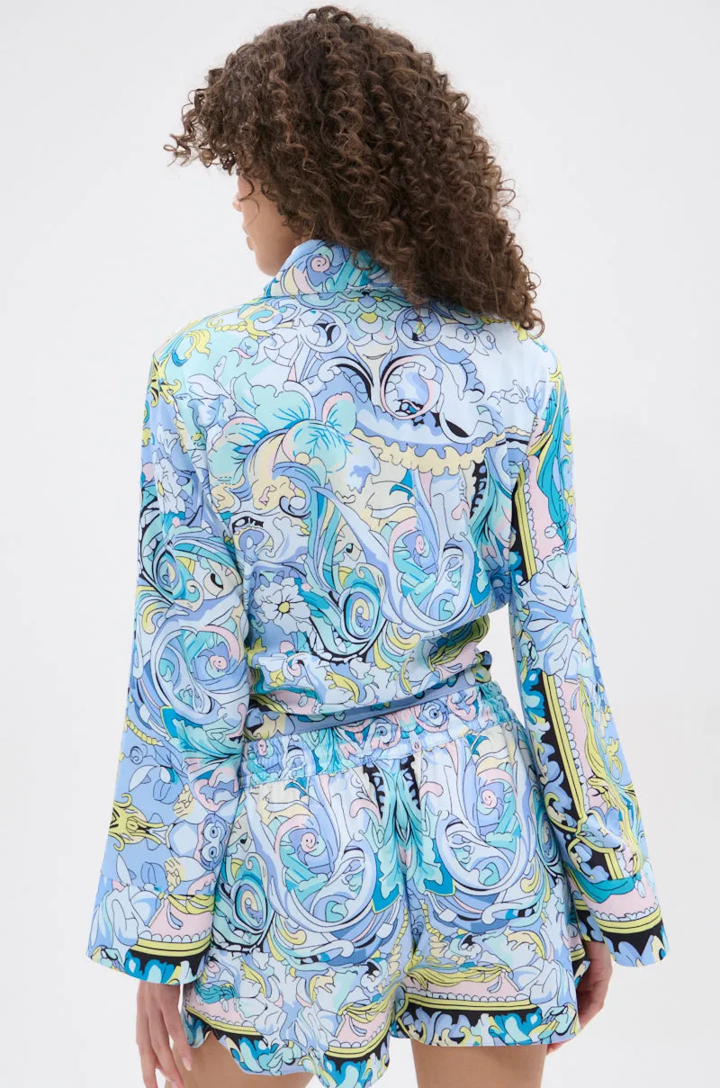 CRAZY IS GOOD PRINTED TIE FRONT BLOUSE sold by AKIRA product image thumbnail 4