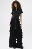 LEAVE IT RUFFLED JUMPSUIT IN BLACK sold by AKIRA