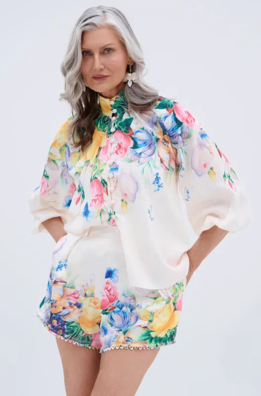 ROSE FLORAL BUTTON DOWN sold by AKIRA