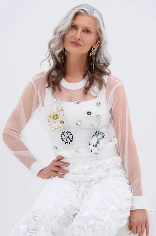 AKIRA | TOP FLORA MATELASSE WHITE | Parallel