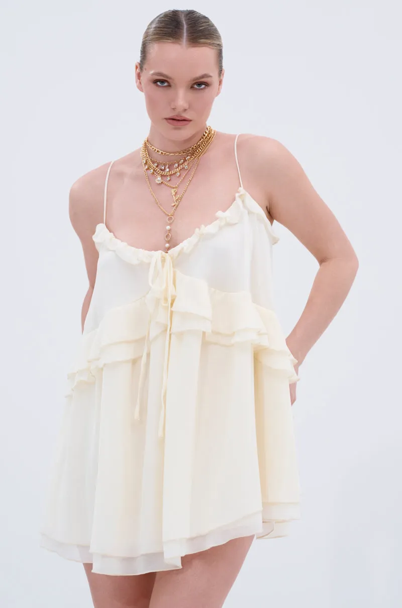 EASY BREEZY RUFFLED MINI DRESS IN IVORY sold by AKIRA product image thumbnail 4