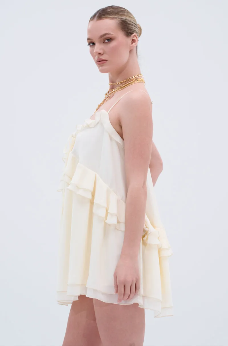 EASY BREEZY RUFFLED MINI DRESS IN IVORY sold by AKIRA product image thumbnail 5