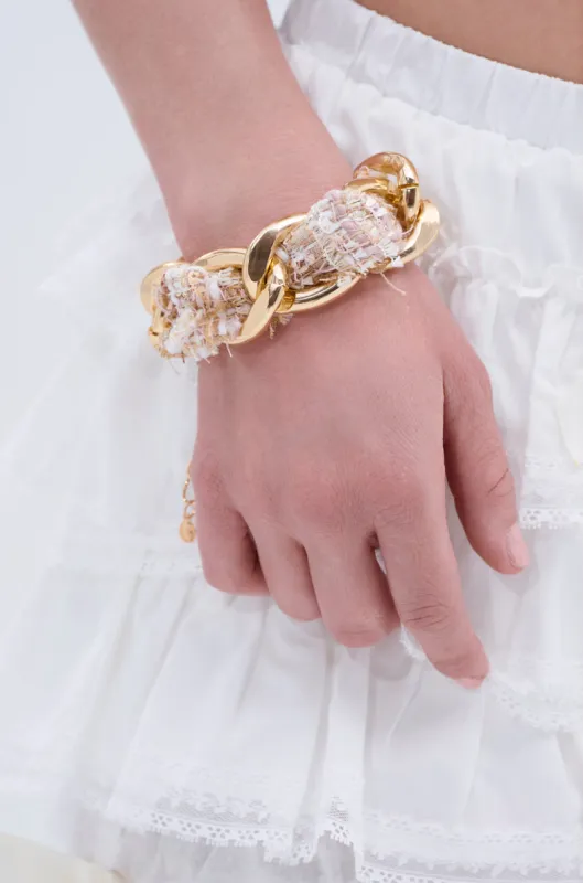 COCO TWEED AND CHAIN BRACELET sold by AKIRA