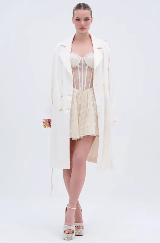 BELLISSIMA SATIN TRENCH sold by AKIRA