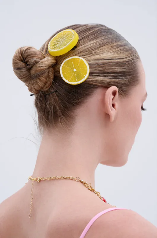LIFE GIVES YOU LEMONS HAIR CLIP SET sold by AKIRA