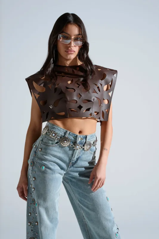 LAY LOW CUT OUT BLOUSE sold by AKIRA