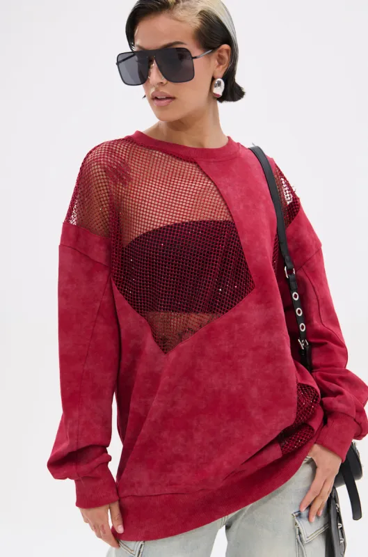 OPEN FOR BUSINESS SWEATSHIRT IN BURGUNDY sold by AKIRA