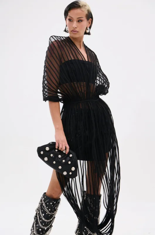 RIPPLING SHEER HALTER TOP sold by AKIRA