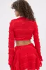 GIMME MORE TIE FRONT SLINKY BLOUSE IN RED sold by AKIRA