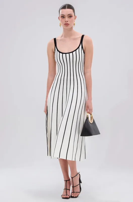 LETS GET IT GOING KNIT STRIPE MIDI DRESS sold by AKIRA