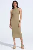 ON THE MOVE BODYCON MIDI DRESS IN OLIVE sold by AKIRA