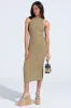 ON THE MOVE BODYCON MIDI DRESS IN OLIVE sold by AKIRA