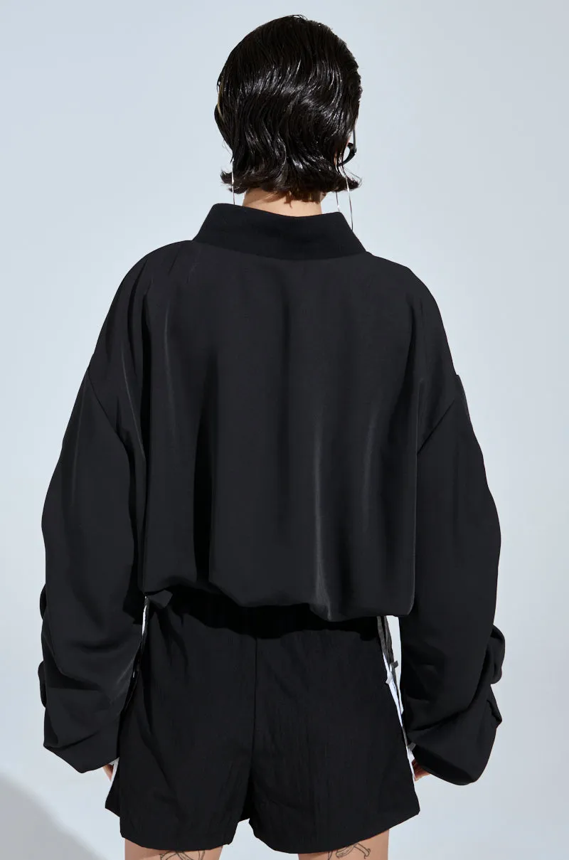 TREY RUCHED SLEEVE BOMBER sold by AKIRA product image thumbnail 5
