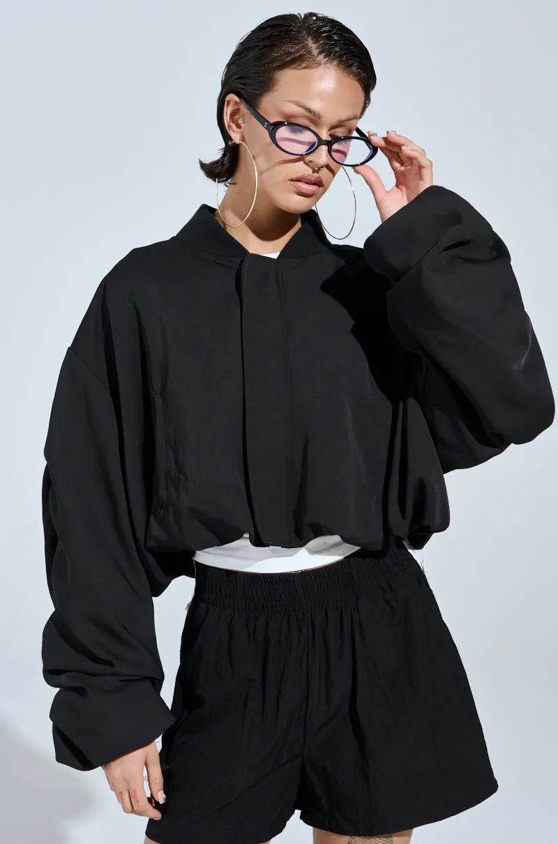 TREY RUCHED SLEEVE BOMBER sold by AKIRA product image thumbnail 3