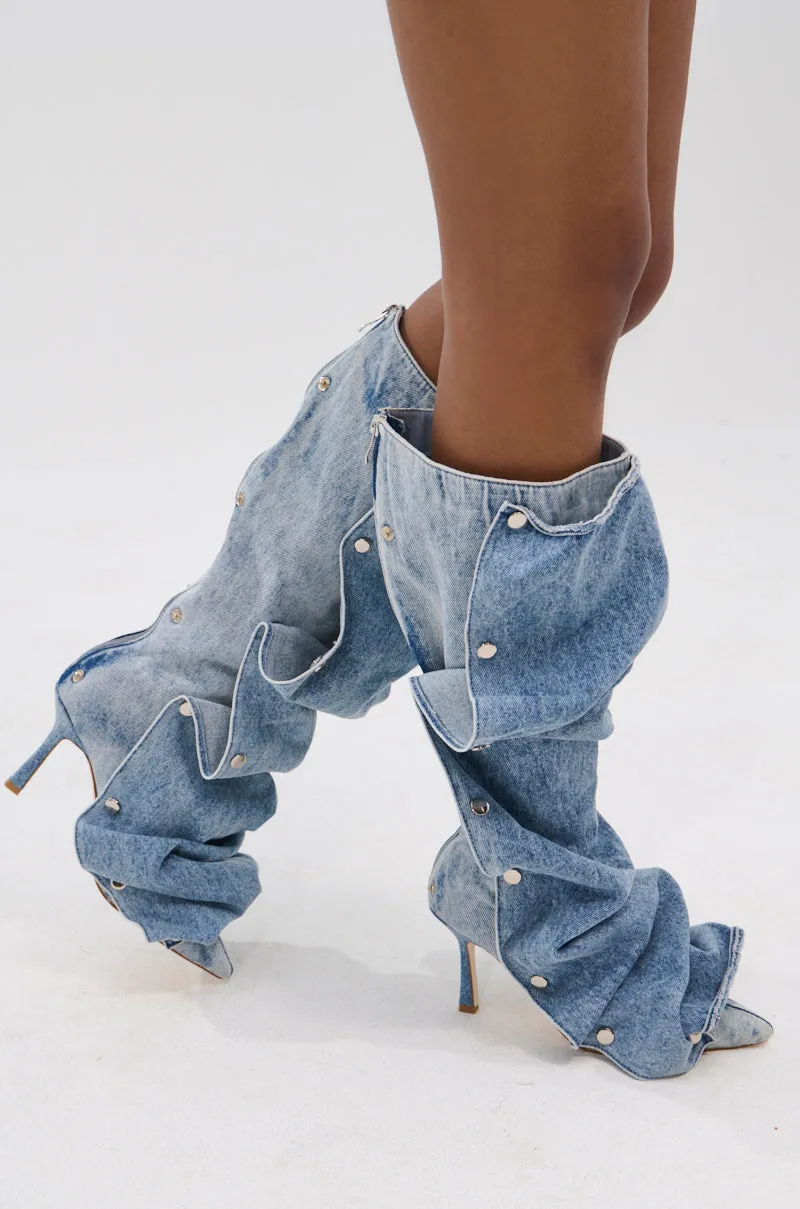 AZALEA WANG IMOGINE DENIM SNAP BOOT sold by AKIRA product image thumbnail 3