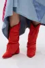 AZALEA WANG HAWKSTON RED RUCHED WESTERN BOOTIE sold by AKIRA