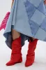 AZALEA WANG HAWKSTON RED RUCHED WESTERN BOOTIE sold by AKIRA