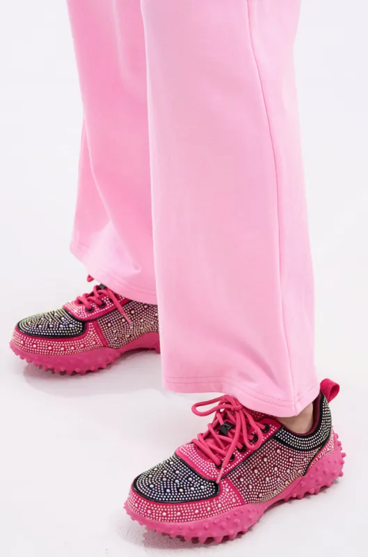 AZALEA WANG ISABEAU FUCHSIA COLOR BLOCKED EMBELLISHED SNEAKER sold by AKIRA