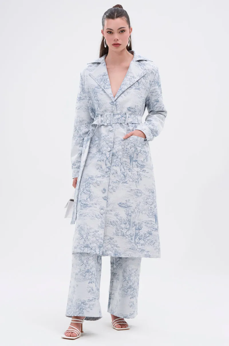 BOOKED N BUSY JACQUARD TRENCH sold by AKIRA