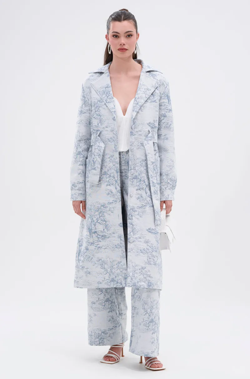 BOOKED N BUSY JACQUARD TRENCH sold by AKIRA product image thumbnail 2