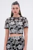 FLORAL SEQUIN MESH SHORT SLEEVE BLOUSE sold by AKIRA