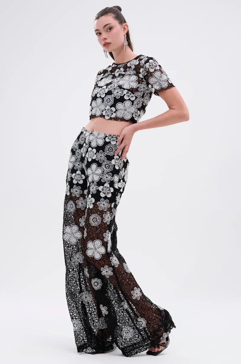 FLORAL SEQUIN MESH SHORT SLEEVE BLOUSE sold by AKIRA product image thumbnail 5