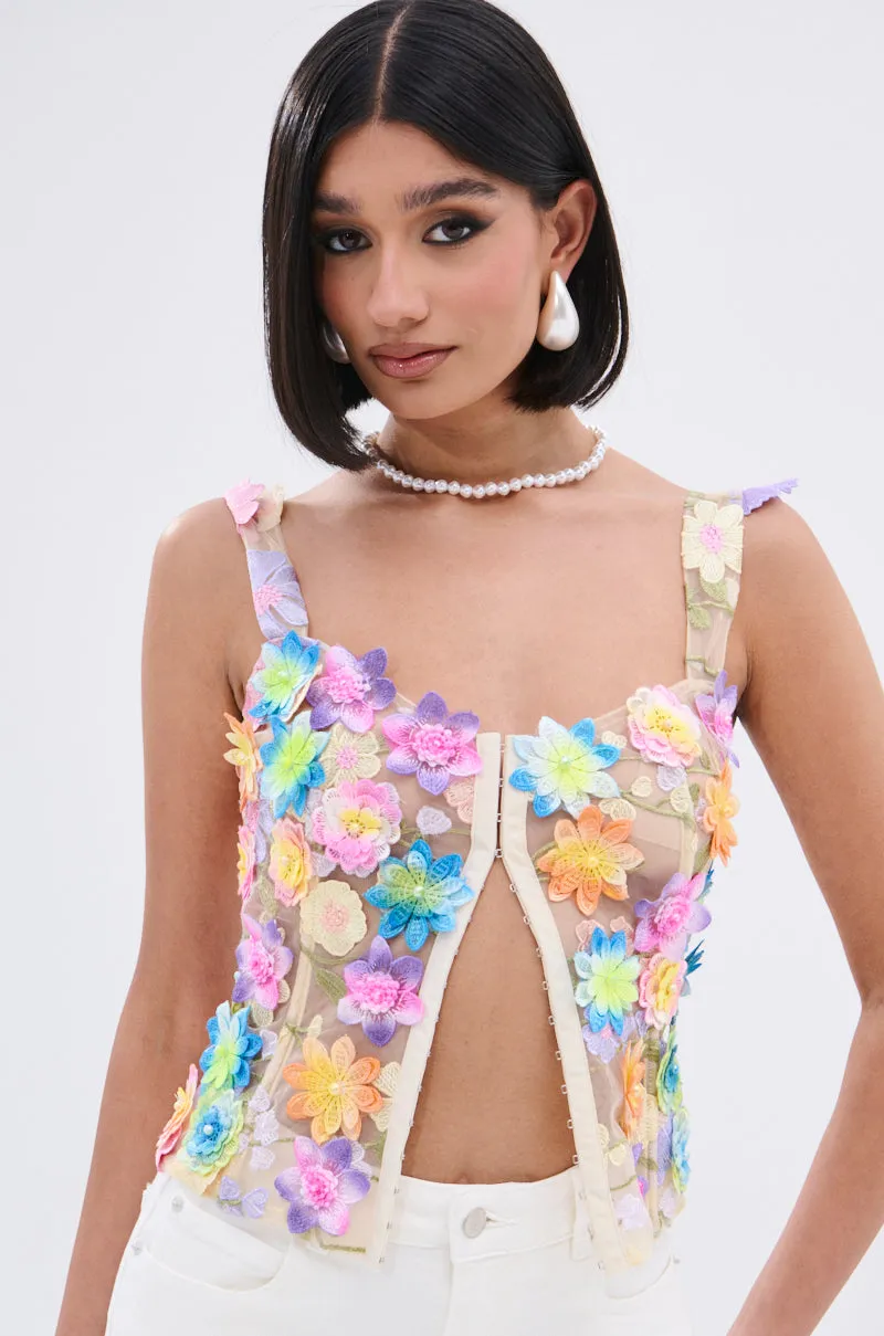 FLOWER POWER SHEER CORSET sold by AKIRA