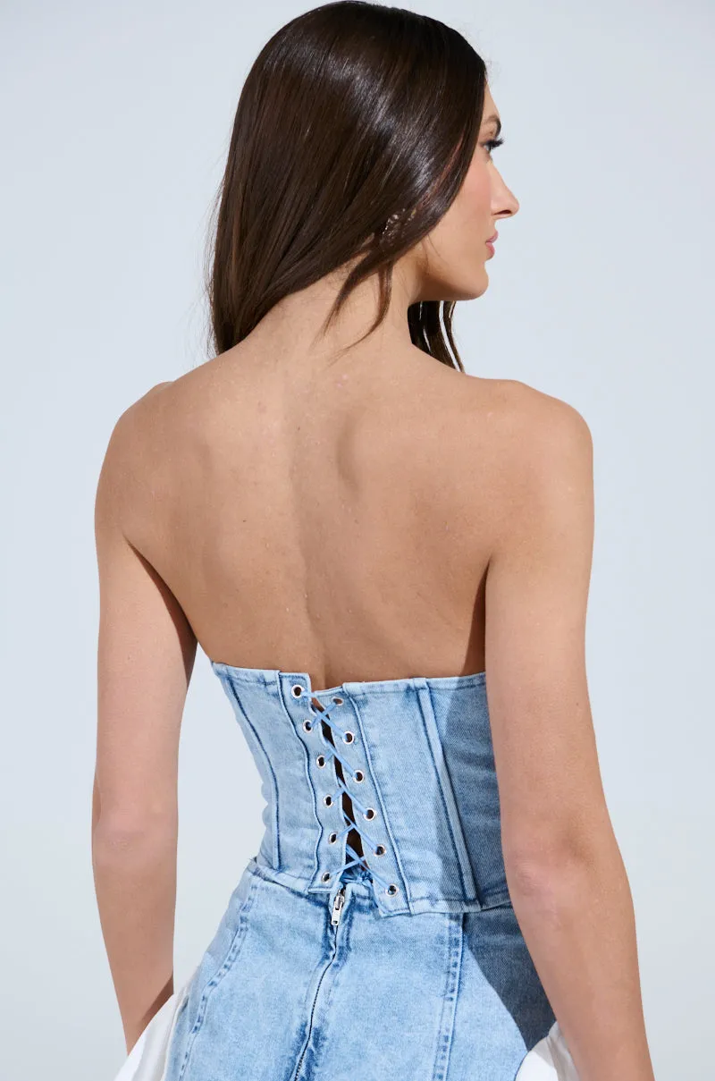 HIGHER GROUND DENIM CORSET sold by AKIRA product image thumbnail 4