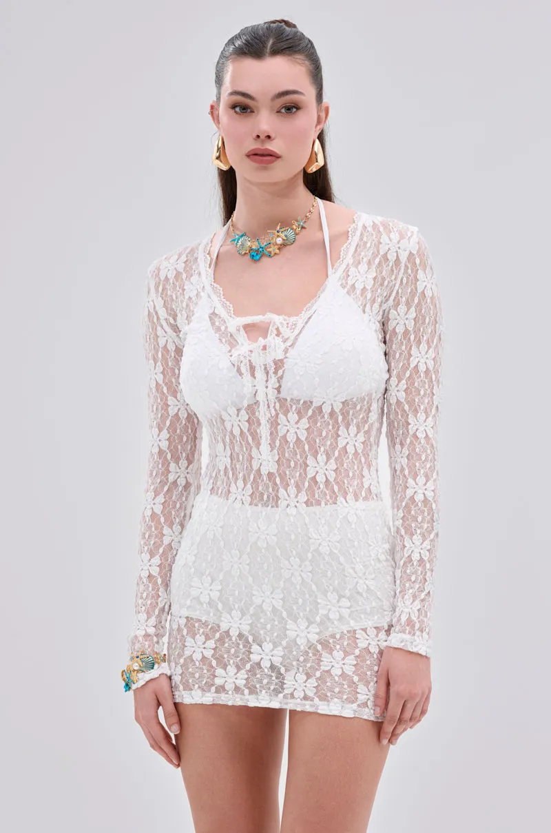 LIZZIE LACE MINI DRESS IN WHITE sold by AKIRA product image thumbnail 2
