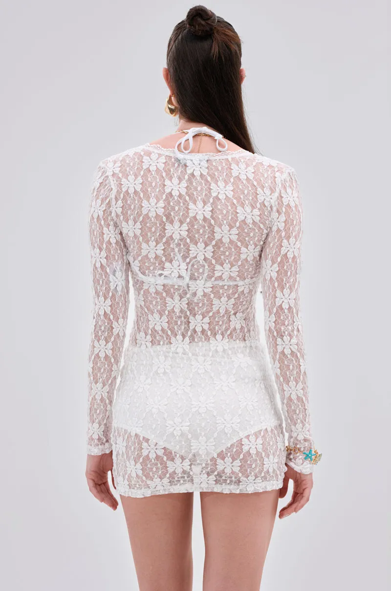 LIZZIE LACE MINI DRESS IN WHITE sold by AKIRA product image thumbnail 4