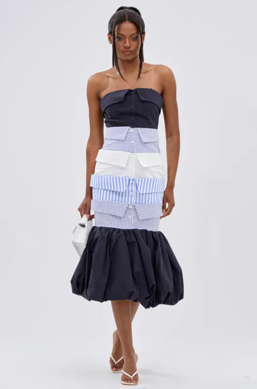 LOST IN THE CITY LAYERED POPLIN MIDI DRESS sold by AKIRA