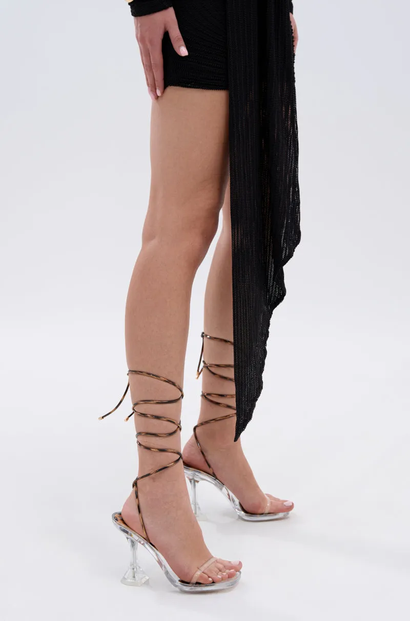 AKIRA TINKER LEOPARD LACE UP CHUNKY SANDAL sold by AKIRA product image thumbnail 3