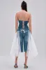 NO DRAMA STRETCH DENIM LACE DETAILED CORSET sold by AKIRA