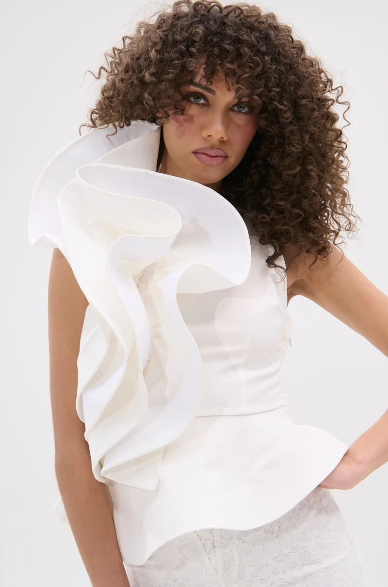 JULIETTE EXAGERATD RUFFLE BLOUSE sold by AKIRA product image thumbnail 3