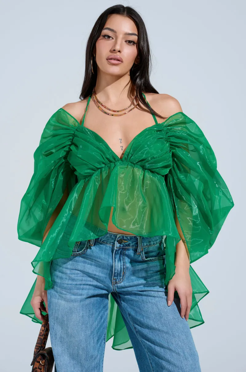 AN ELEGANT EVENING ORGANZA BLOUSE sold by AKIRA