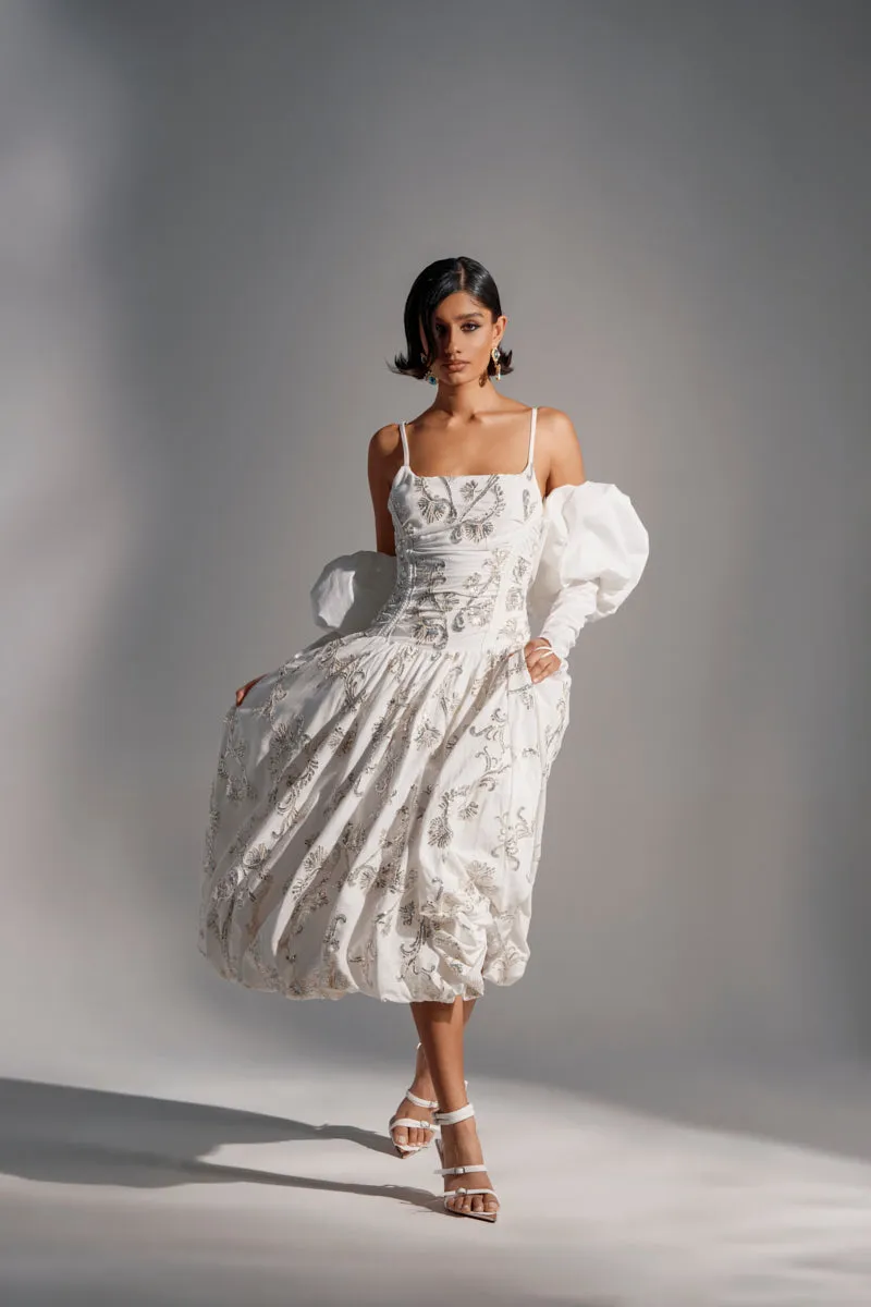 BEST DRESSED PRINTED MIDI DRESS sold by AKIRA