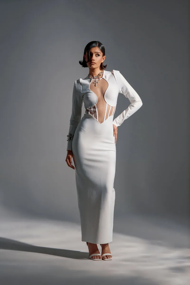 A NIGHT OUT BANDAGE MAXI DRESS IN WHITE sold by AKIRA product image thumbnail 2