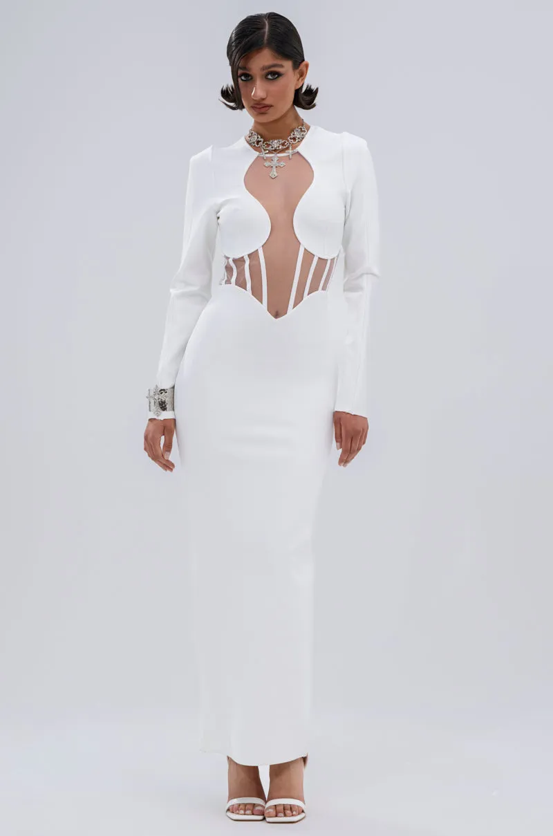 A NIGHT OUT BANDAGE MAXI DRESS IN WHITE sold by AKIRA product image thumbnail 5