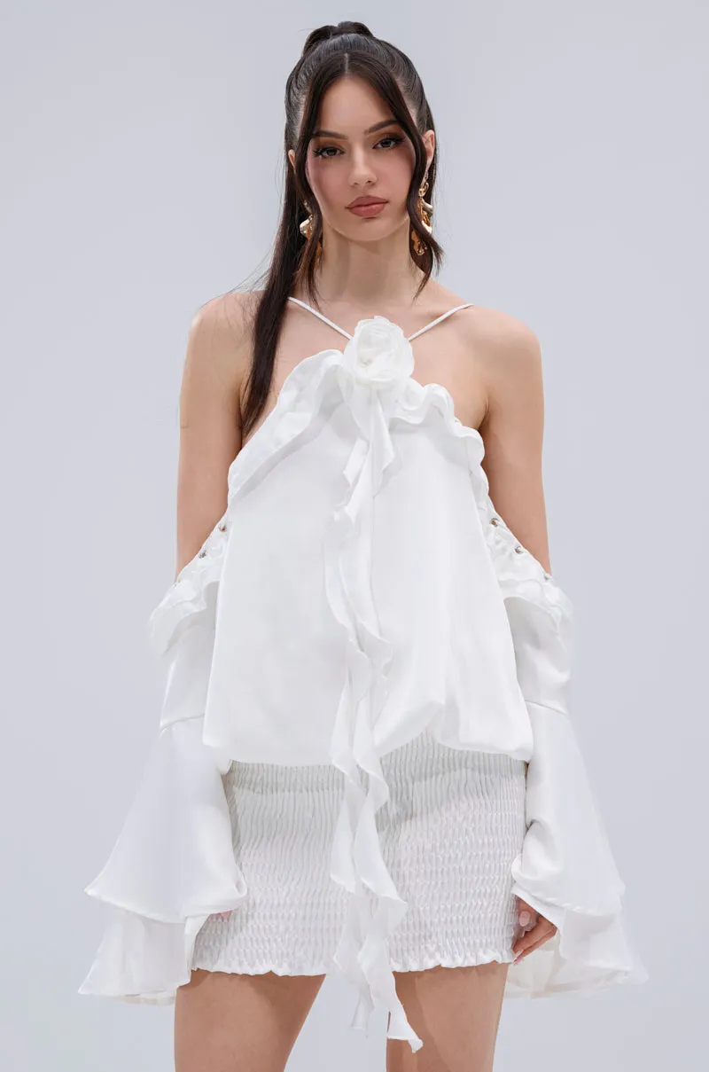 CHIC AF RUFFLE MINI DRESS IN WHITE sold by AKIRA product image thumbnail 5
