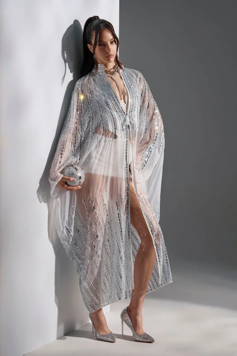 SPARKLE AND SHINE BLOUSE IN WHITE sold by AKIRA