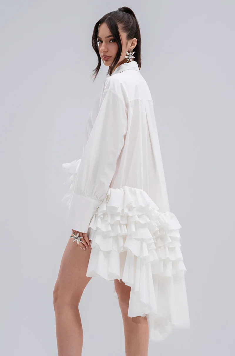 KIND OF A BIG DEAL POPLIN HIGH LOW DRESS IN WHITE sold by AKIRA product image thumbnail 4