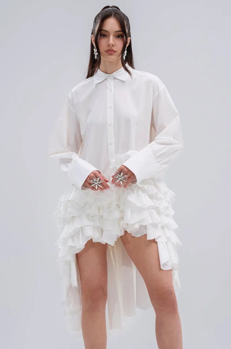 KIND OF A BIG DEAL POPLIN HIGH LOW DRESS IN WHITE sold by AKIRA product image thumbnail 3