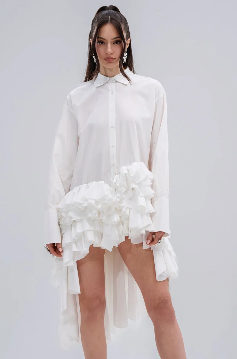 KIND OF A BIG DEAL POPLIN HIGH LOW DRESS IN WHITE sold by AKIRA product image thumbnail 5