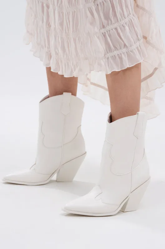 AZALEA WANG BRIGGITTA WHITE WESTERN COWBOY BOOTIE sold by AKIRA