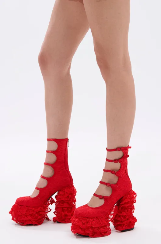 AZALEA WANG SPREENE RED CHUNKY PUMP sold by AKIRA